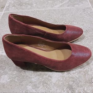 NEW Enjoiya Eleganza Pumps Leather Wine Block Heel Size EU 40 US 9 New w/o Box